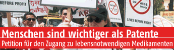 Menschen sind wichtiger als Patente (c) MSF